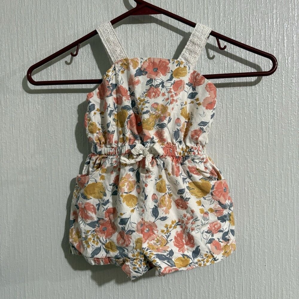 Tommy Bahama Romper Baby Girl White Flowers 100% Cotton Vacation Spring 18 Mo